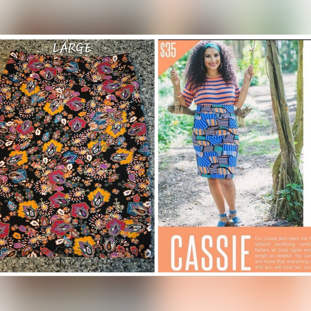 LuLaRoe Cassie Abstract Floral Print Pencil Skirt Size Large